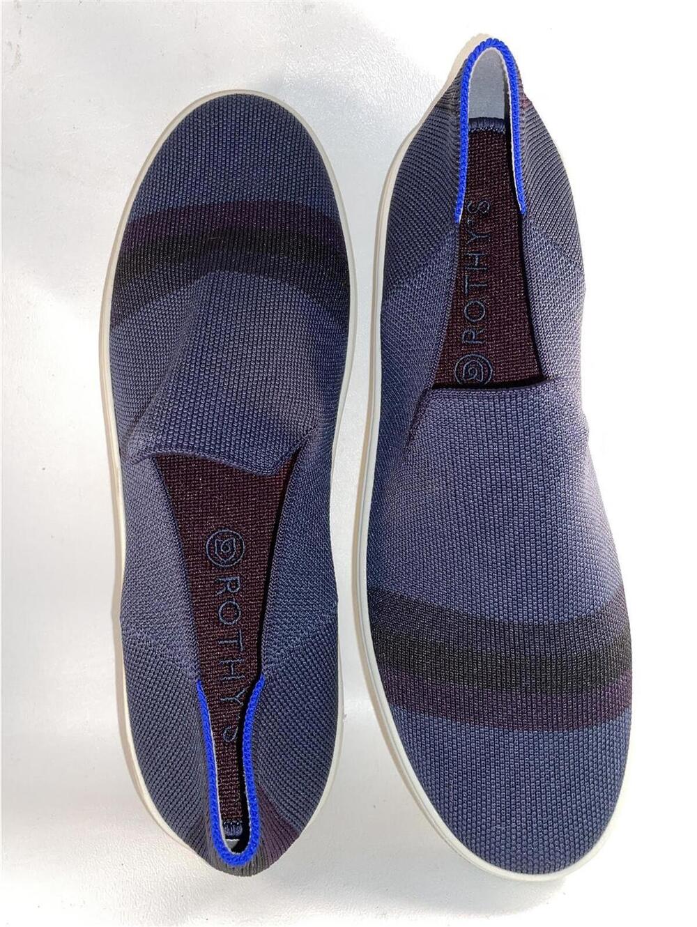 Rothy's Sneakers Navy Multi Stripe Top Shoes Size 10.5 New